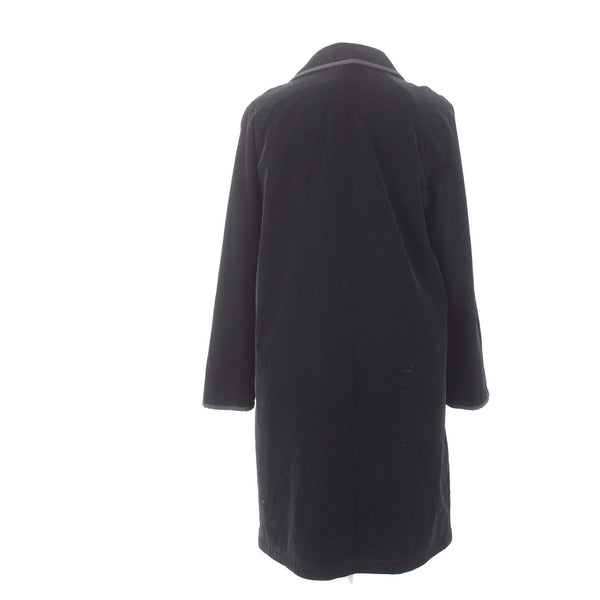 J Jill Coat Sz L Black Velour Button Pocket Collared Cotton Nylon Polyester Coat