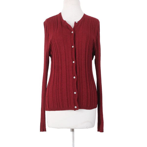 Alfani Cardigan Sweater Sz XL Burgundy Red Cable Knit Acrylic Wool Cardigan