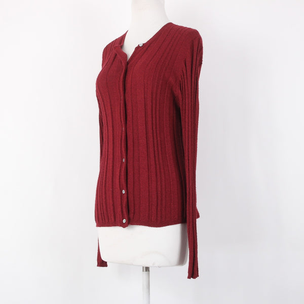 Alfani Cardigan Sweater Sz XL Burgundy Red Cable Knit Acrylic Wool Cardigan