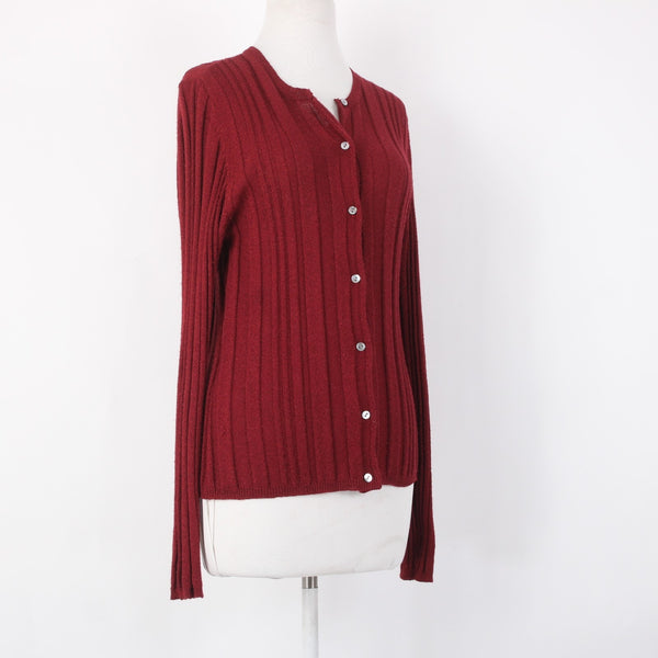Alfani Cardigan Sweater Sz XL Burgundy Red Cable Knit Acrylic Wool Cardigan