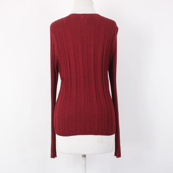 Alfani Cardigan Sweater Sz XL Burgundy Red Cable Knit Acrylic Wool Cardigan