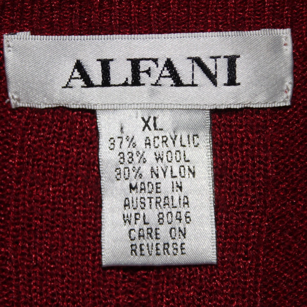 Alfani Cardigan Sweater Sz XL Burgundy Red Cable Knit Acrylic Wool Cardigan