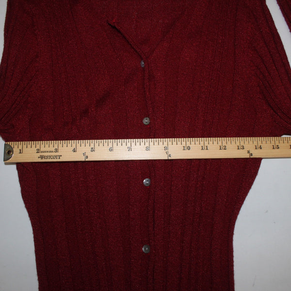 Alfani Cardigan Sweater Sz XL Burgundy Red Cable Knit Acrylic Wool Cardigan