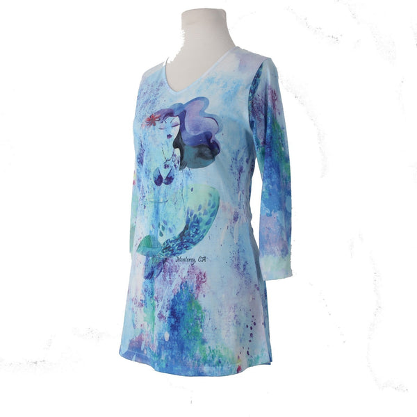 Sunshirt Top NEW $30 Sz S Blue White Multi Colored Polyester Cotton Top