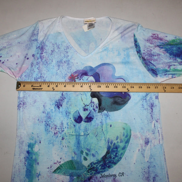 Sunshirt Top NEW $30 Sz S Blue White Multi Colored Polyester Cotton Top