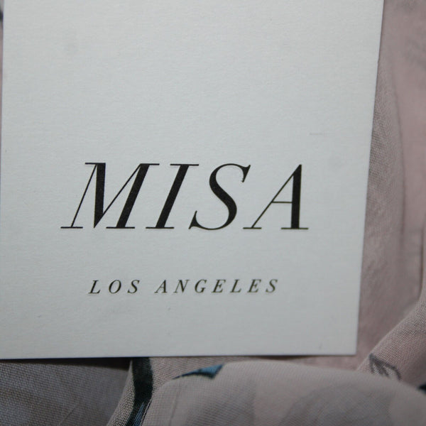 Misa NEW Sz S Lt Pink Blue White Floral Ruffle Asymmetrical 100% Viscose Dress