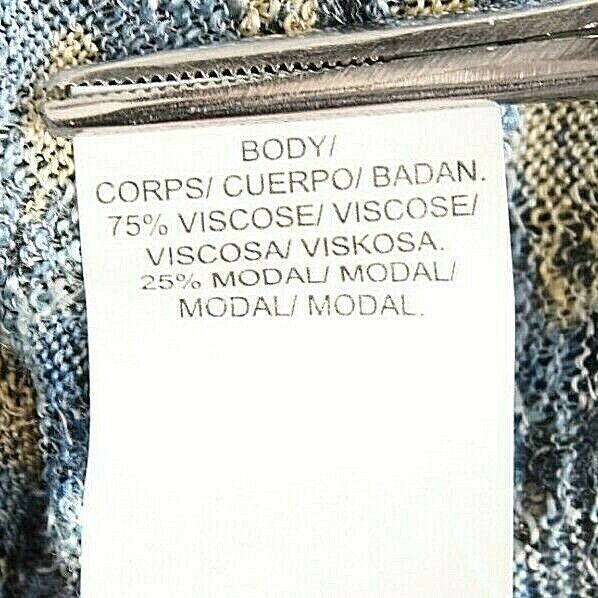 Lucky Brand XS Blue Moss Multi Ruffle Key Hole Front Viscose Modal Top