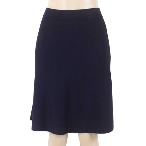 CAbi Sz XS Navy Blue A Line Pull On Raw Hem Rayon Blend Knit Skirt