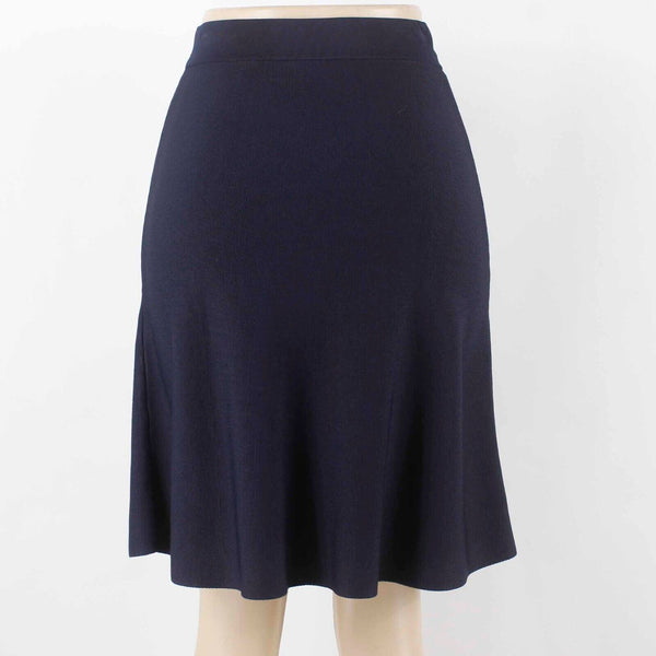 CAbi Sz XS Navy Blue A Line Pull On Raw Hem Rayon Blend Knit Skirt