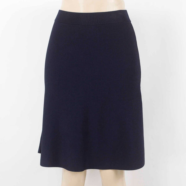 CAbi Sz XS Navy Blue A Line Pull On Raw Hem Rayon Blend Knit Skirt