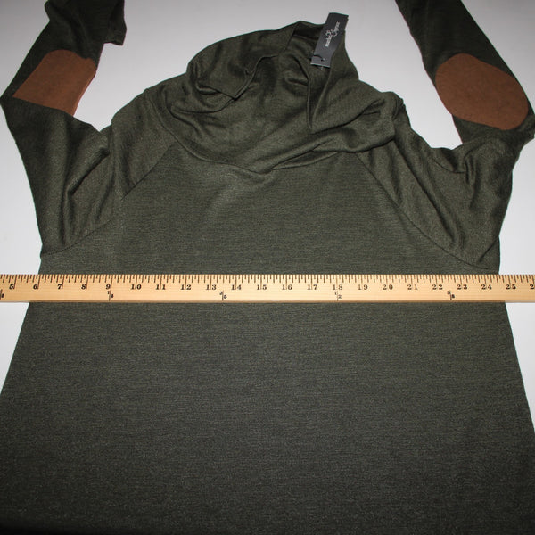 Market Spruce NEW Marven Sz L Olive Green Elbow Patch Rayon Polyester Sweater