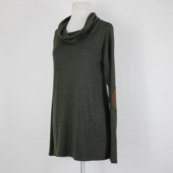 Market Spruce NEW Marven Sz L Olive Green Elbow Patch Rayon Polyester Sweater