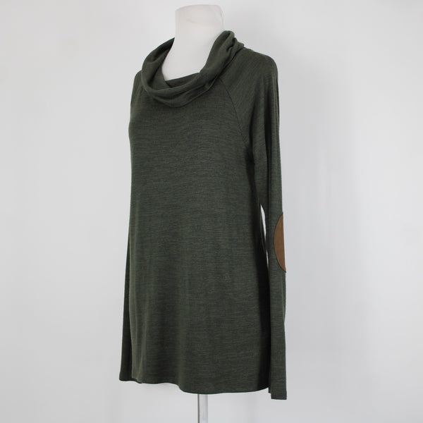 Market Spruce NEW Marven Sz L Olive Green Elbow Patch Rayon Polyester Sweater