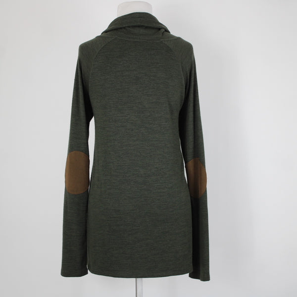 Market Spruce NEW Marven Sz L Olive Green Elbow Patch Rayon Polyester Sweater