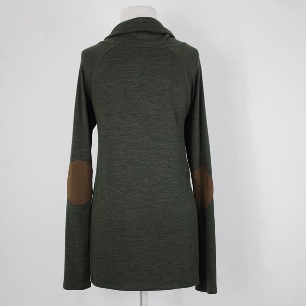 Market Spruce NEW Marven Sz L Olive Green Elbow Patch Rayon Polyester Sweater