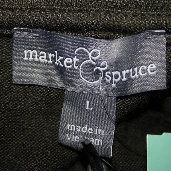 Market Spruce NEW Marven Sz L Olive Green Elbow Patch Rayon Polyester Sweater