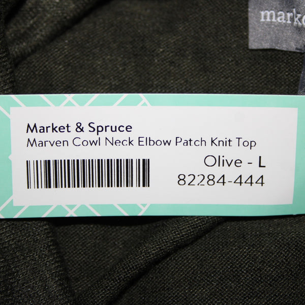 Market Spruce NEW Marven Sz L Olive Green Elbow Patch Rayon Polyester Sweater