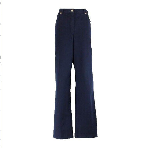 St John Sport Sz 6? 32 x 29.5 Navy Gold Hardware Cotton Blend Trouser Pant