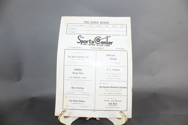 San Rafael Vs Tamalpais November 15, 1946 Football Program