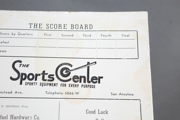 San Rafael Vs Tamalpais November 15, 1946 Football Program