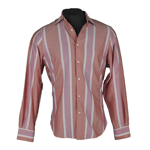 Charles Tyrwhitt Casual Sz L Red Pink White 100% Cotton Shirt