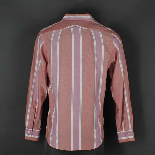 Charles Tyrwhitt Casual Sz L Red Pink White 100% Cotton Shirt