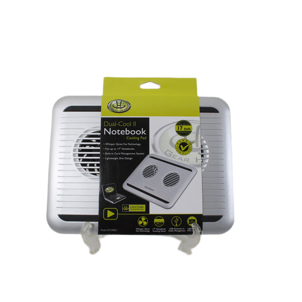Gear Head Cooling Pad NEW Silver 17" Light Weight Dual Cool II Notebook Cooling