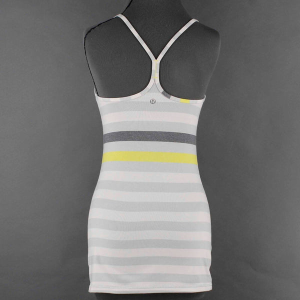 Lululemon Sz S/4 Gray Multi Stripe Racer Back Straps Knit AW Top