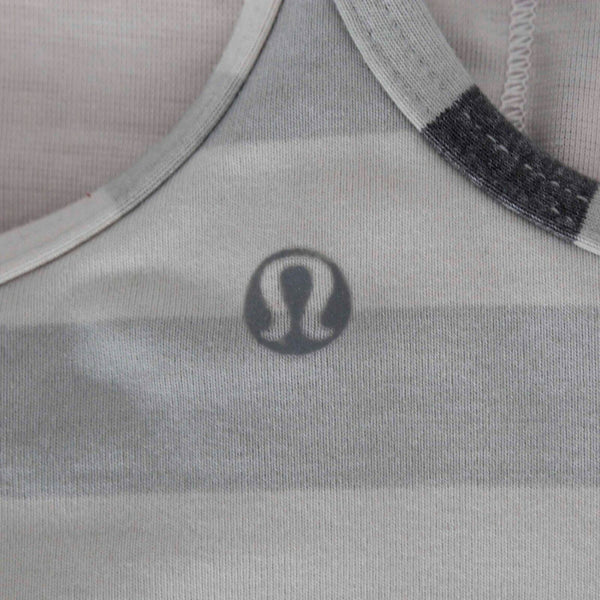 Lululemon Sz S/4 Gray Multi Stripe Racer Back Straps Knit AW Top