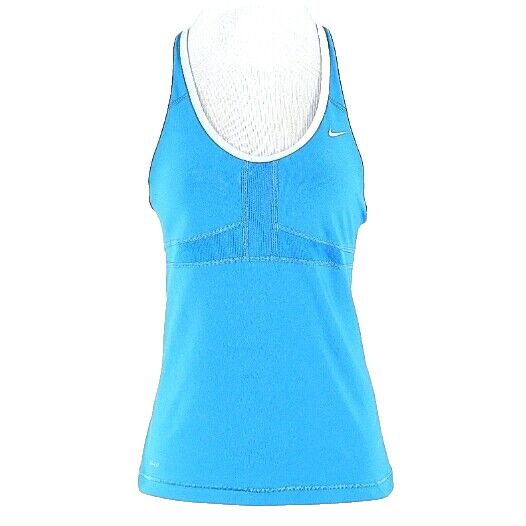Nike Size S Royal Aqua Blue Polyester Spandex Dri-Fit Racerback Tank Top