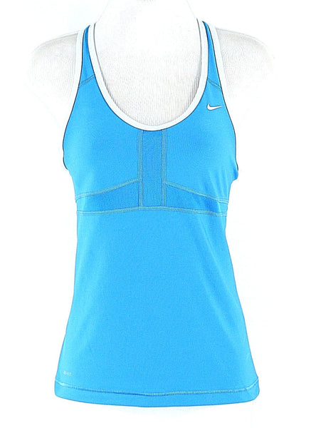 Nike Size S Royal Aqua Blue Polyester Spandex Dri-Fit Racerback Tank Top