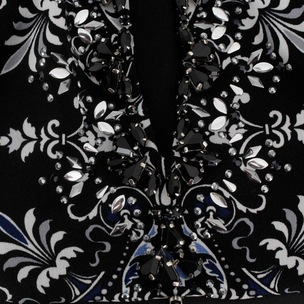 White House Black Market NEW $120 Sz XS Black Multi Stones Poly Blend Dress