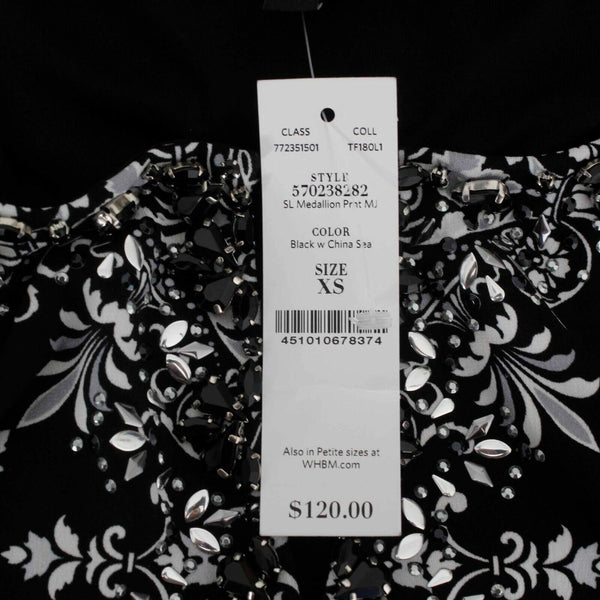 White House Black Market NEW $120 Sz XS Black Multi Stones Poly Blend Dress