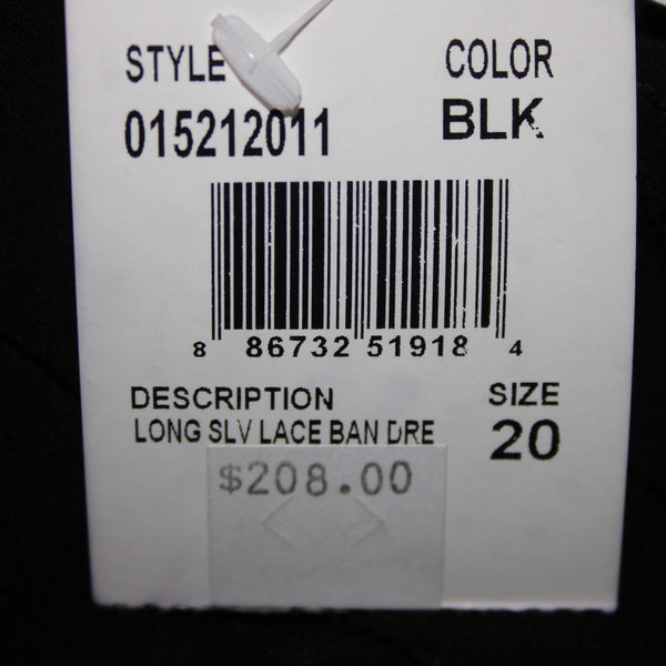 Adrianna Papell NEW $208 Sz 20 Black Tan Lined Lace V Neck Nylon Polyester Dress