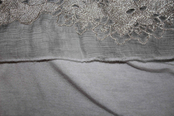 Soft Surroundings S Moss Green Sheer Embroidered Overlay Silk Rayon Bld Top