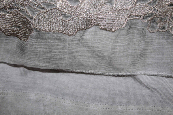 Soft Surroundings S Moss Green Sheer Embroidered Overlay Silk Rayon Bld Top