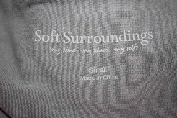 Soft Surroundings S Moss Green Sheer Embroidered Overlay Silk Rayon Bld Top