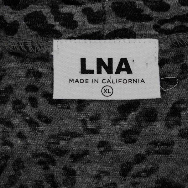 LNA Sz XL Gray Black Animal Print Polyester Cotton Rayon Trend Top