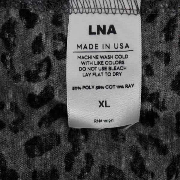 LNA Sz XL Gray Black Animal Print Polyester Cotton Rayon Trend Top