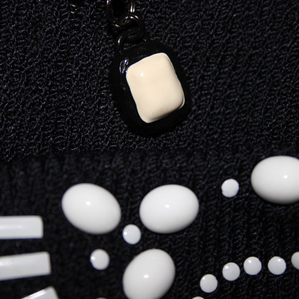 St John Collection Sz 8 Black White Beaded Sequin Collared Santana Knit Jacket