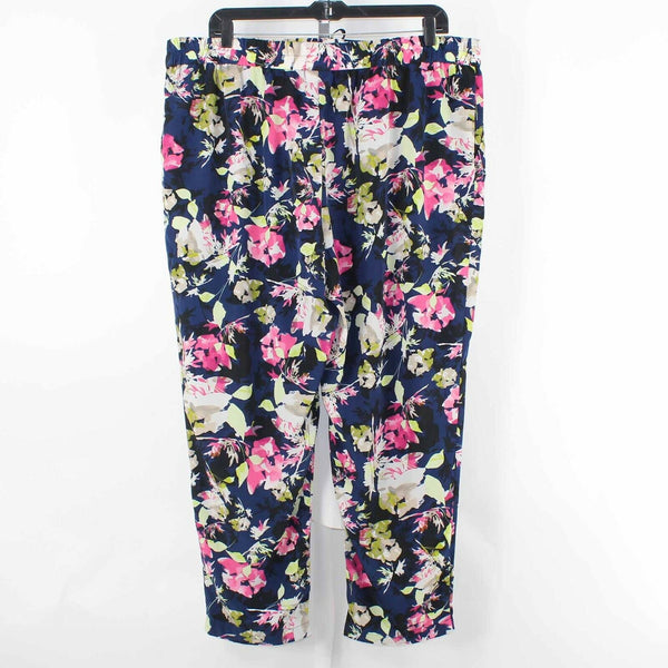 Liz Claiborne 2X x 31 Navy Multi Elastic Waist Pocketed 100% Polyester Pant