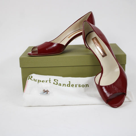 Rupert Sanderson Vogue NEW $495 Sz 38.5 Red Patent Leather Upper Inner 2" Heels
