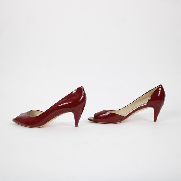 Rupert Sanderson Vogue NEW $495 Sz 38.5 Red Patent Leather Upper Inner 2" Heels