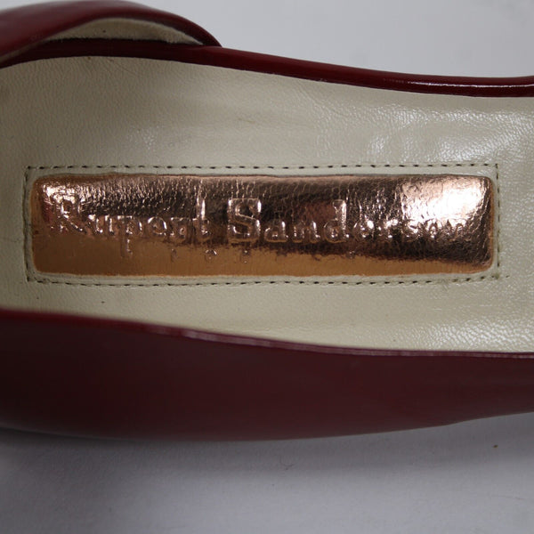 Rupert Sanderson Vogue NEW $495 Sz 38.5 Red Patent Leather Upper Inner 2" Heels
