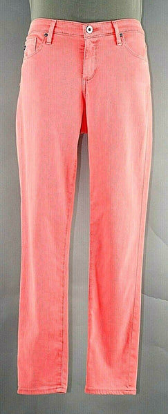 AG Adriano Goldschmied 27R x 28 Neon Coral Cotton Tencel PU Slim Jean