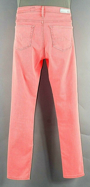 AG Adriano Goldschmied 27R x 28 Neon Coral Cotton Tencel PU Slim Jean