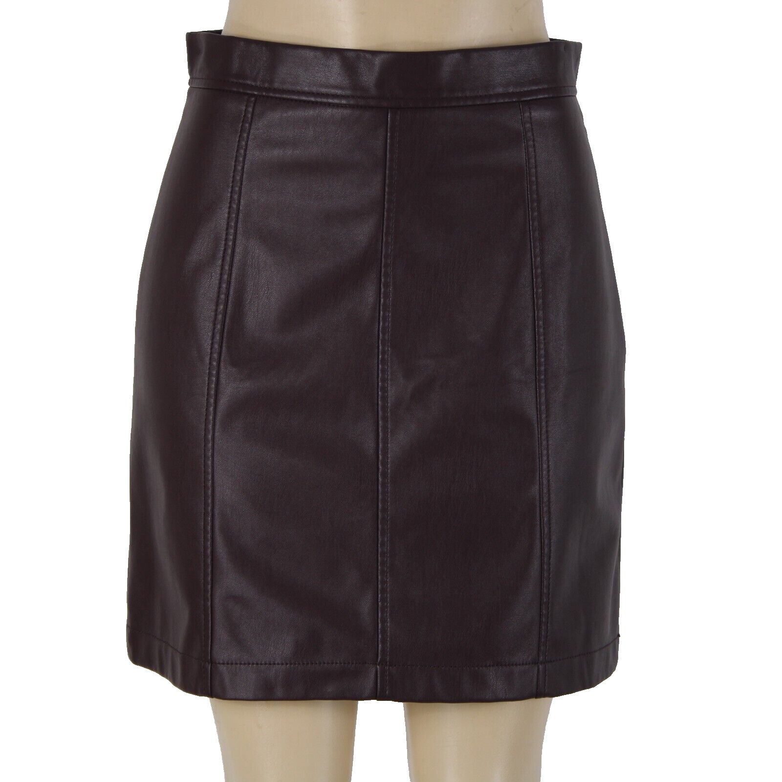 Banana Republic Sz 6 Purple Faux Leather Unlined Polyester Polyurethane Skirt