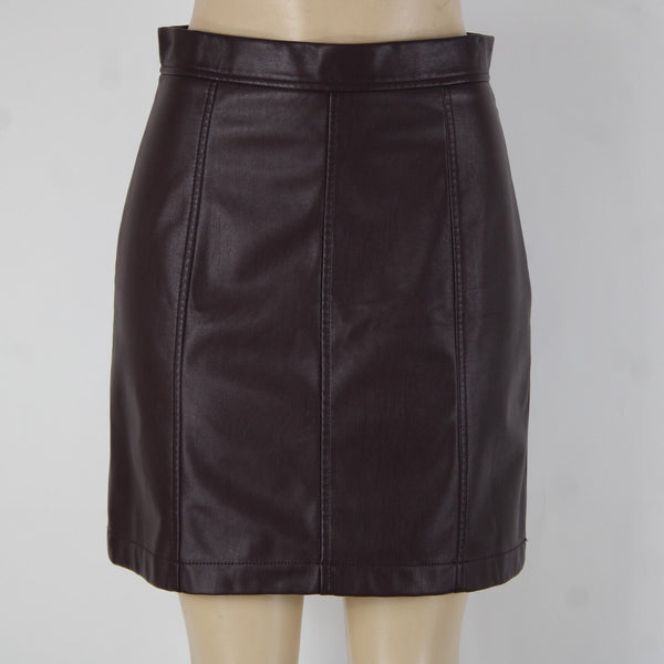 Banana Republic Sz 6 Purple Faux Leather Unlined Polyester Polyurethane Skirt