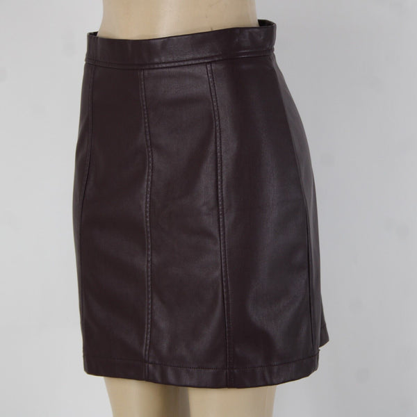 Banana Republic Sz 6 Purple Faux Leather Unlined Polyester Polyurethane Skirt