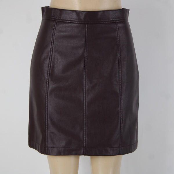 Banana Republic Sz 6 Purple Faux Leather Unlined Polyester Polyurethane Skirt